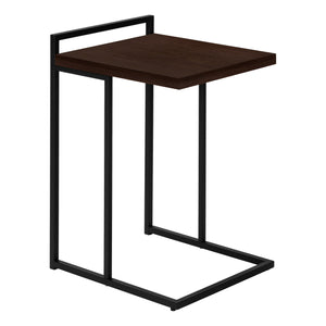 Monarch Specialties I 3635 Table D'appoint, En Forme De C, Bout, Côté, Collation, Salon, Chambre À Coucher, Métal, Stratifié, Brun, Noir, Contemporain, Moderne - Simple Boutique