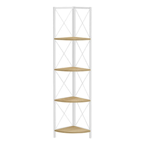 Monarch Specialties I 3652 Étagère À Livres, Étagère, Étagère, Coin, 4 Niveaux, 60"h, Bureau, Chambre À Coucher, Métal, Stratifié, Naturel, Blanc, Contemporain, Moderne - Simple Boutique