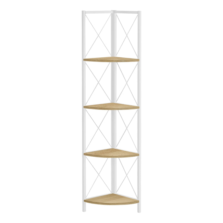 Monarch Specialties I 3652 Étagère À Livres, Étagère, Étagère, Coin, 4 Niveaux, 60"h, Bureau, Chambre À Coucher, Métal, Stratifié, Naturel, Blanc, Contemporain, Moderne - Simple Boutique