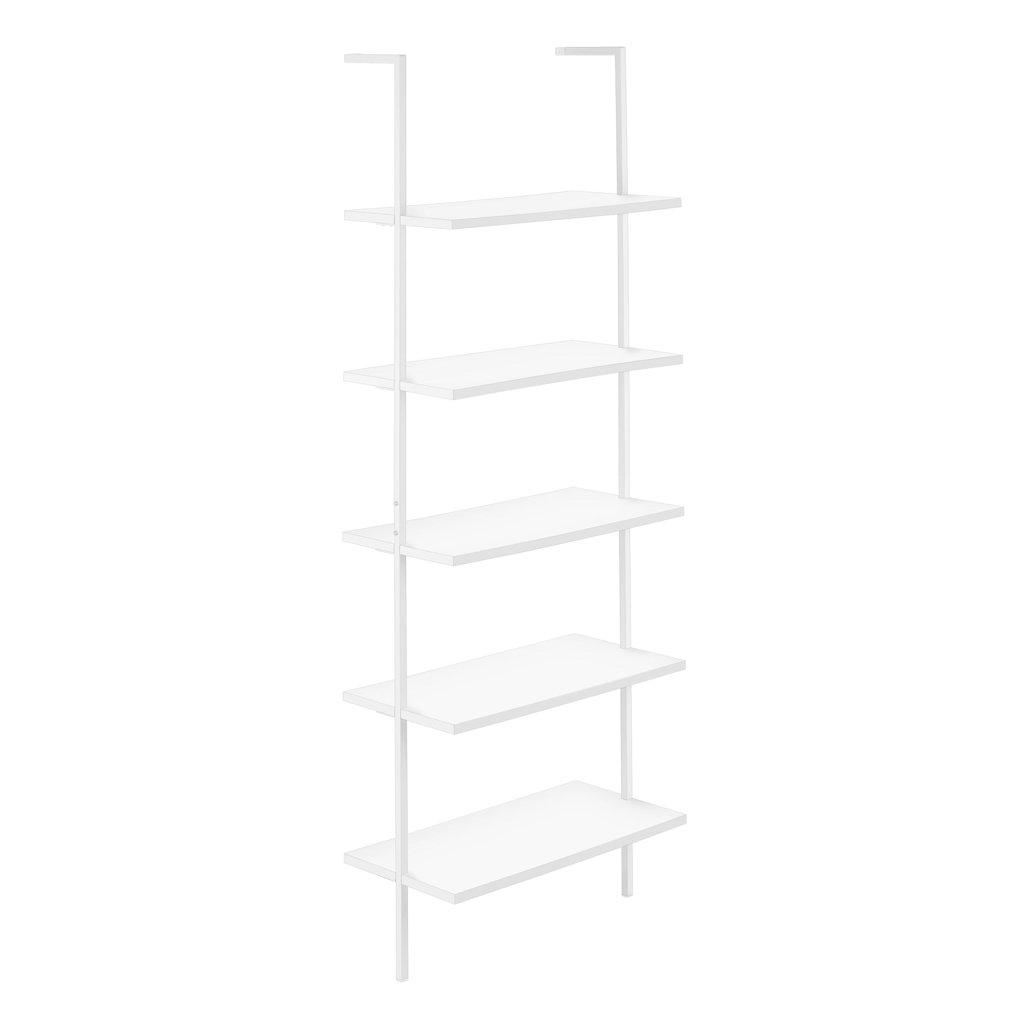 Monarch Specialties I 3687 Étagère À Livres, Étagère, Étagère, Échelle, 5 Niveaux, 72"h, Bureau, Chambre À Coucher, Métal, Stratifié, Blanc, Contemporain, Moderne - Simple Boutique
