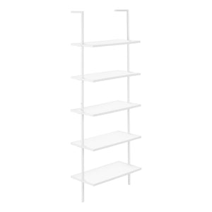 Monarch Specialties I 3687 Étagère À Livres, Étagère, Étagère, Échelle, 5 Niveaux, 72"h, Bureau, Chambre À Coucher, Métal, Stratifié, Blanc, Contemporain, Moderne - Simple Boutique