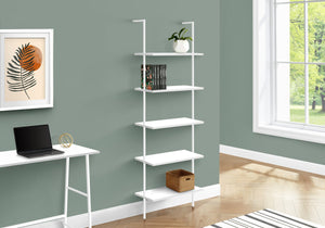 Monarch Specialties I 3687 Étagère À Livres, Étagère, Étagère, Échelle, 5 Niveaux, 72"h, Bureau, Chambre À Coucher, Métal, Stratifié, Blanc, Contemporain, Moderne - Simple Boutique