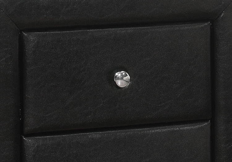 Monarch Specialties I 5603 Accessoire De Chambre, Table De Nuit, Bout, Côté, Lampe, Tiroir De Rangement, Chambre À Coucher, Rembourré, Pu D'aspect Cuir, Noir, Transitionnel - Simple Boutique