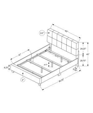 Monarch Specialties I 5605Q Lit, Grand, Plate-forme, Chambre À Coucher, Cadre, Rembourré, D'aspect Lin, Pattes En Bois, Beige, Noir, Transitionnel - Simple Boutique