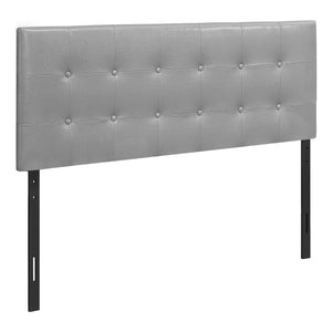 Monarch Specialties I 6001F Lit, Tête De Lit Seulement, Taille Réelle, Chambre À Coucher, Rembourré, Pu D'aspect Cuir, Gris, Transitionnel - Simple Boutique