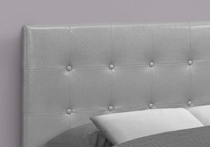 Monarch Specialties I 6001F Lit, Tête De Lit Seulement, Taille Réelle, Chambre À Coucher, Rembourré, Pu D'aspect Cuir, Gris, Transitionnel - Simple Boutique