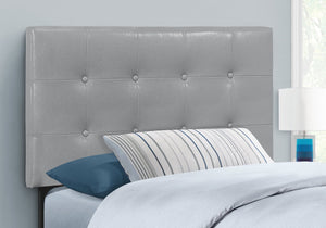 Monarch Specialties I 6001T Lit, Tête De Lit Seulement, Taille Jumelle, Chambre À Coucher, Rembourré, Pu D'aspect Cuir, Gris, Transitionnel - Simple Boutique