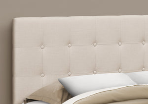 Monarch Specialties I 6004Q Lit, Tête De Lit Seulement, Grand, Chambre À Coucher, Rembourré, D'aspect Lin, Beige, Transitionnel - Simple Boutique