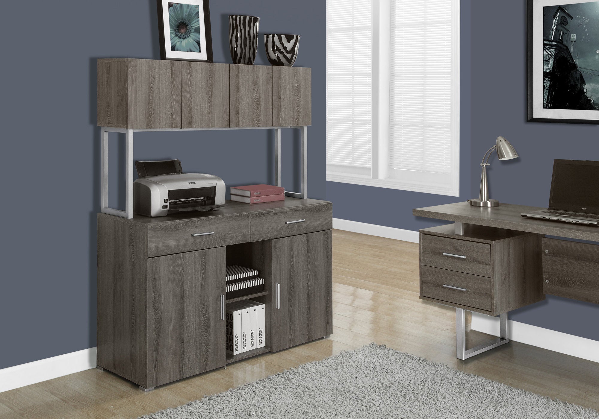 Monarch Specialties I 7067 Rangement, Tiroirs, Dossier, Bureau, Travail, Stratifié, Métal, Brun, Contemporain, Moderne - Simple Boutique
