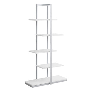 Monarch Specialties I 7233 Étagère À Livres, Étagère, Étagère, 5 Niveaux, 60"h, Bureau, Chambre À Coucher, Métal, Stratifié, Blanc, Gris, Contemporain, Moderne - Simple Boutique