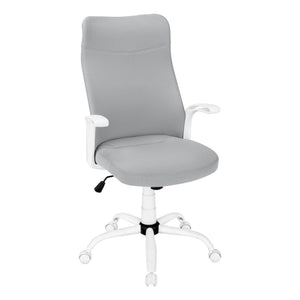 Monarch Specialties I 7324 Chaise De Bureau, Hauteur Ajustable, Pivotant, Ergonomique, Appuis-bras, Bureau, Travail, Métal, Engrener, Blanc, Gris, Contemporain, Moderne - Simple Boutique