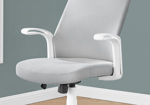 Monarch Specialties I 7324 Chaise De Bureau, Hauteur Ajustable, Pivotant, Ergonomique, Appuis-bras, Bureau, Travail, Métal, Engrener, Blanc, Gris, Contemporain, Moderne - Simple Boutique