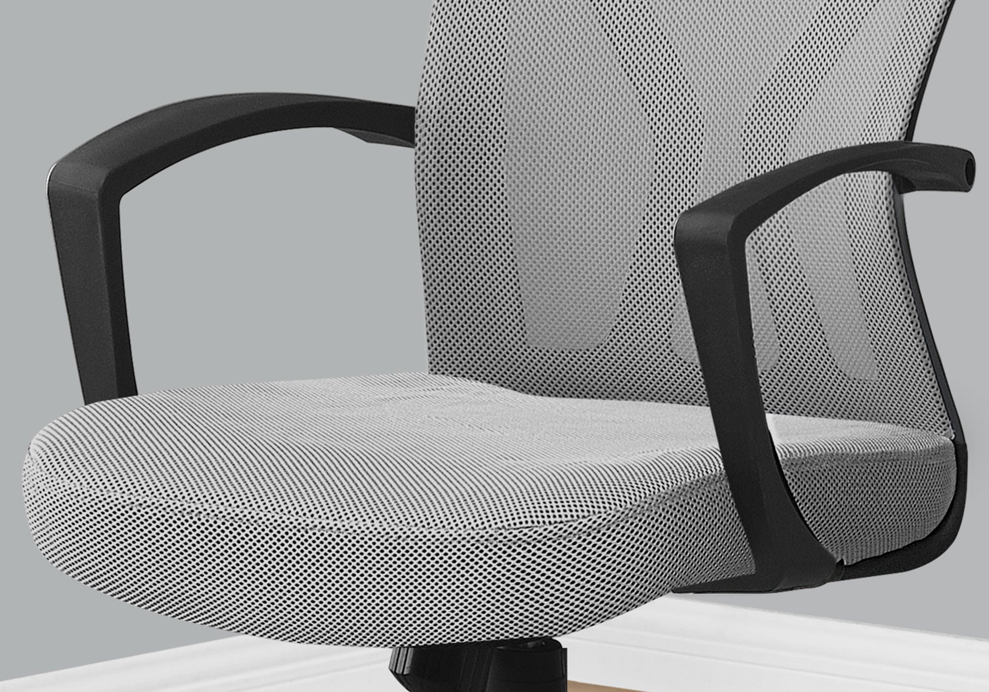 Monarch Specialties I 7340 Chaise De Bureau, Hauteur Ajustable, Pivotant, Ergonomique, Appuis-bras, Bureau, Travail, Métal, En Tissu, Gris, Noir, Contemporain, Moderne - Simple Boutique