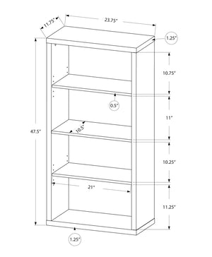 Monarch Specialties I 7405 Étagère À Livres, Étagère, Étagère, 5 Niveaux, 48"h, Bureau, Chambre À Coucher, Stratifié, Gris, Contemporain, Moderne - Simple Boutique