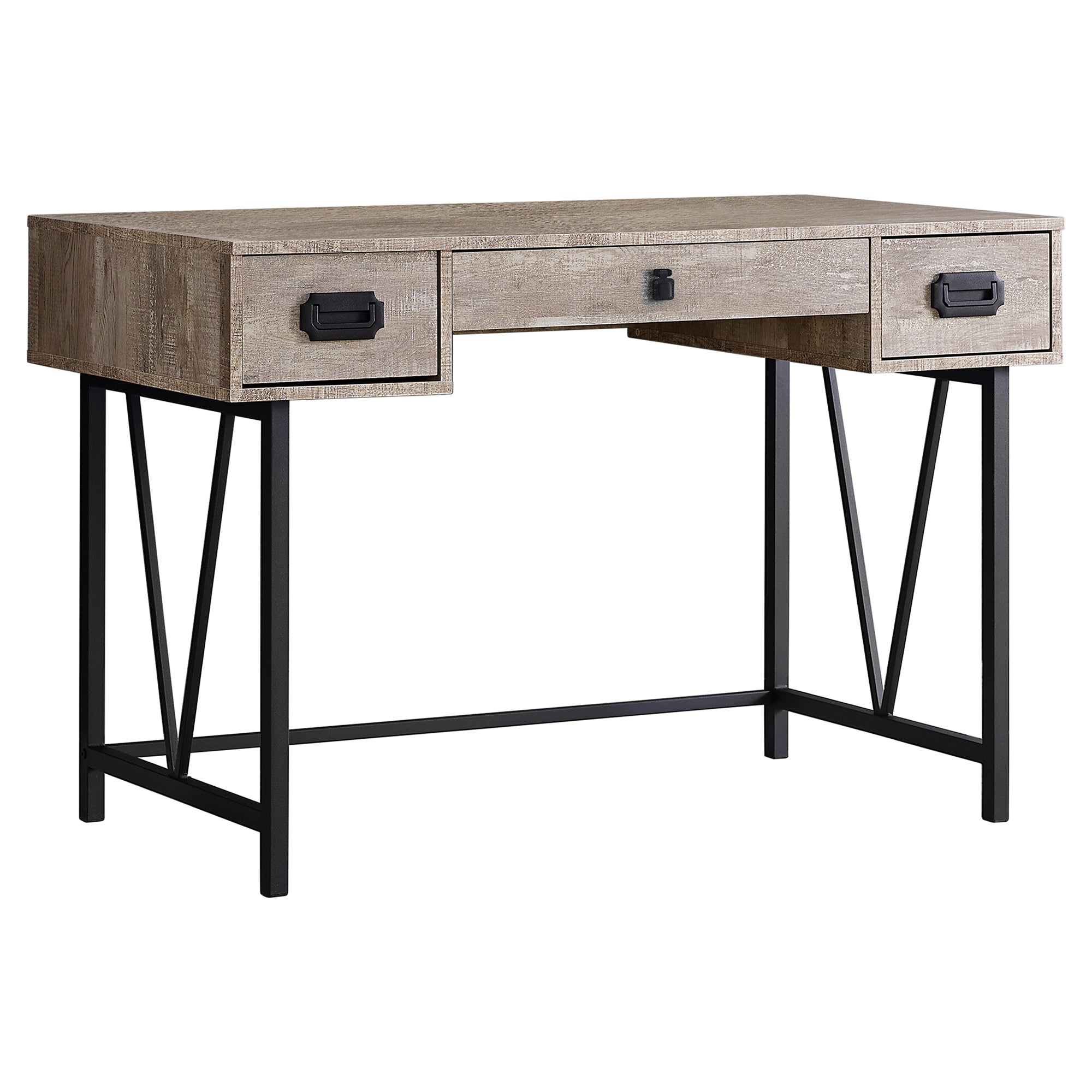 Monarch Specialties I 7414 Bureau, Bureau À Domicile, Ordinateur Portable, Tiroirs De Rangement, 48"l, Travail, Métal, Stratifié, Beige, Noir, Transitionnel - Simple Boutique