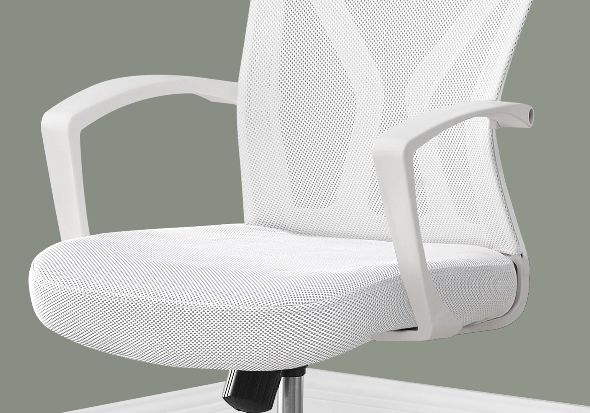 Monarch Specialties I 7462 Chaise De Bureau, Hauteur Ajustable, Pivotant, Ergonomique, Appuis-bras, Bureau, Travail, Métal, En Tissu, Blanc, Chrome, Contemporain, Moderne - Simple Boutique