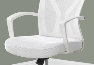 Monarch Specialties I 7462 Chaise De Bureau, Hauteur Ajustable, Pivotant, Ergonomique, Appuis-bras, Bureau, Travail, Métal, En Tissu, Blanc, Chrome, Contemporain, Moderne - Simple Boutique