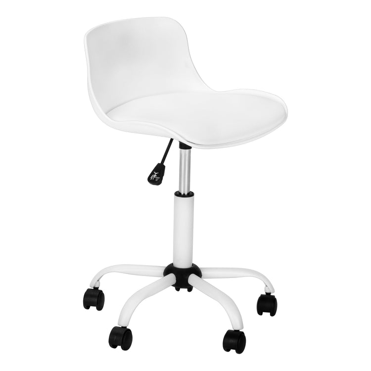 Monarch Specialties I 7463 Chaise De Bureau, Hauteur Ajustable, Pivotant, Ergonomique, Bureau, Travail, Juvénile, Métal, Pu D'aspect Cuir, Blanc, Contemporain, Moderne - Simple Boutique