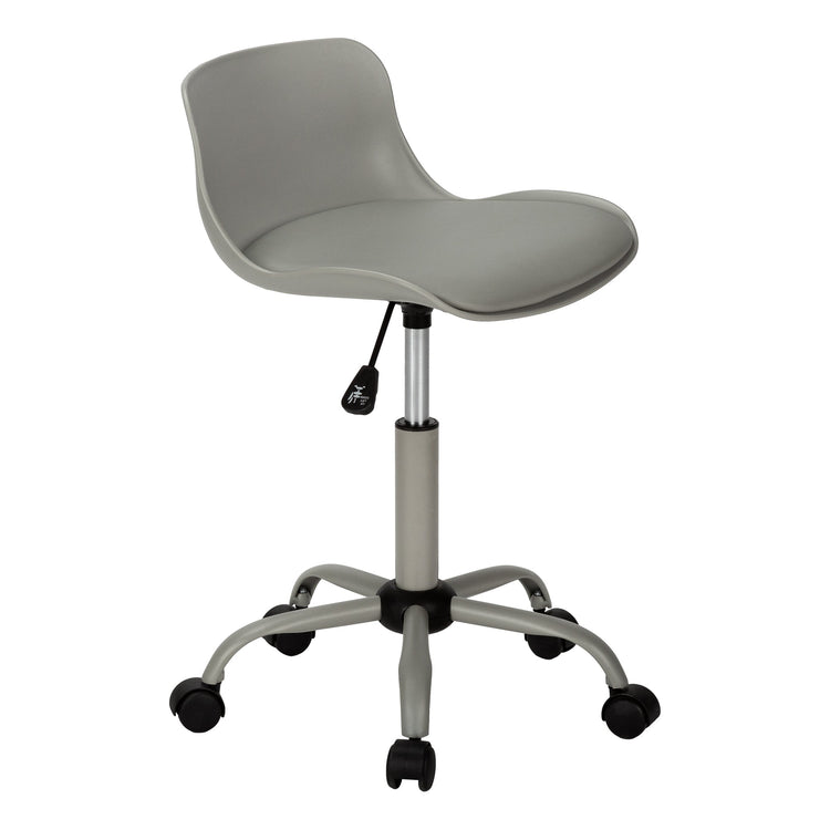 Monarch Specialties I 7465 Chaise De Bureau, Hauteur Ajustable, Pivotant, Ergonomique, Bureau, Travail, Juvénile, Métal, Pu D'aspect Cuir, Gris, Contemporain, Moderne - Simple Boutique