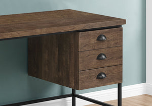 Monarch Specialties I 7485 Bureau, Bureau À Domicile, Ordinateur Portable, Tiroirs De Rangement, 55"l, Travail, Métal, Stratifié, Brun, Noir, Contemporain, Moderne - Simple Boutique