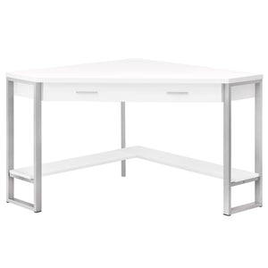 Monarch Specialties I 7500 Bureau, Bureau À Domicile, Coin, Tiroirs De Rangement, 42"l, Travail, Ordinateur Portable, Métal, Stratifié, Blanc, Gris, Contemporain, Moderne - Simple Boutique