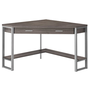 Monarch Specialties I 7501 Bureau, Bureau À Domicile, Coin, Tiroirs De Rangement, 42"l, Travail, Ordinateur Portable, Métal, Stratifié, Brun, Gris, Contemporain, Moderne - Simple Boutique