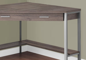 Monarch Specialties I 7501 Bureau, Bureau À Domicile, Coin, Tiroirs De Rangement, 42"l, Travail, Ordinateur Portable, Métal, Stratifié, Brun, Gris, Contemporain, Moderne - Simple Boutique
