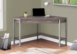 Monarch Specialties I 7501 Bureau, Bureau À Domicile, Coin, Tiroirs De Rangement, 42"l, Travail, Ordinateur Portable, Métal, Stratifié, Brun, Gris, Contemporain, Moderne - Simple Boutique