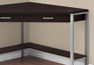 Monarch Specialties I 7502 Bureau, Bureau À Domicile, Coin, Tiroirs De Rangement, 42"l, Travail, Ordinateur Portable, Métal, Stratifié, Brun, Gris, Contemporain, Moderne - Simple Boutique