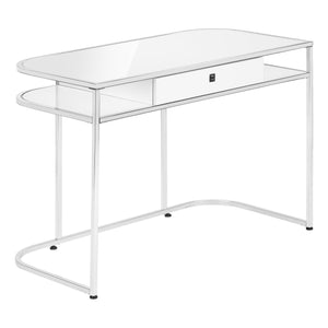 Monarch Specialties I 7520 Bureau, Bureau À Domicile, Ordinateur Portable, Tiroirs De Rangement, 48"l, Travail, Métal, Stratifié, Blanc, Chrome, Contemporain, Moderne - Simple Boutique