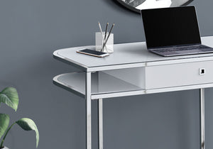 Monarch Specialties I 7520 Bureau, Bureau À Domicile, Ordinateur Portable, Tiroirs De Rangement, 48"l, Travail, Métal, Stratifié, Blanc, Chrome, Contemporain, Moderne - Simple Boutique