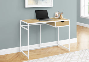 Monarch Specialties I 7575 Bureau, Bureau À Domicile, Ordinateur Portable, Tiroir De Rangement, 42"l, Travail, Métal, Stratifié, Naturel, Blanc, Contemporain, Moderne - Simple Boutique
