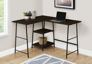 Monarch Specialties I 7590 Bureau, Bureau À Domicile, Coin, Étagères De Rangement, 48"l, Forme De L, Travail, Ordinateur Portable, Métal, Stratifié, Brun, Noir, Contemporain, Moderne - Simple Boutique