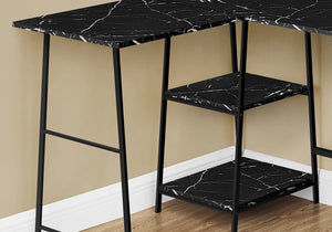 Monarch Specialties I 7594 Bureau, Bureau À Domicile, Coin, Étagères De Rangement, 48"l, Forme De L, Travail, Ordinateur Portable, Métal, Stratifié, D'aspect Marbre Noir, Contemporain, Moderne - Simple Boutique