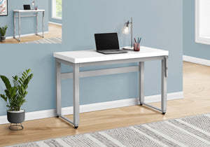 Monarch Specialties I 7683 Bureau, Bureau À Domicile, Debout, Ajustable, 48"l, Travail, Ordinateur Portable, Métal, Stratifié, Blanc, Gris, Contemporain, Moderne - Simple Boutique