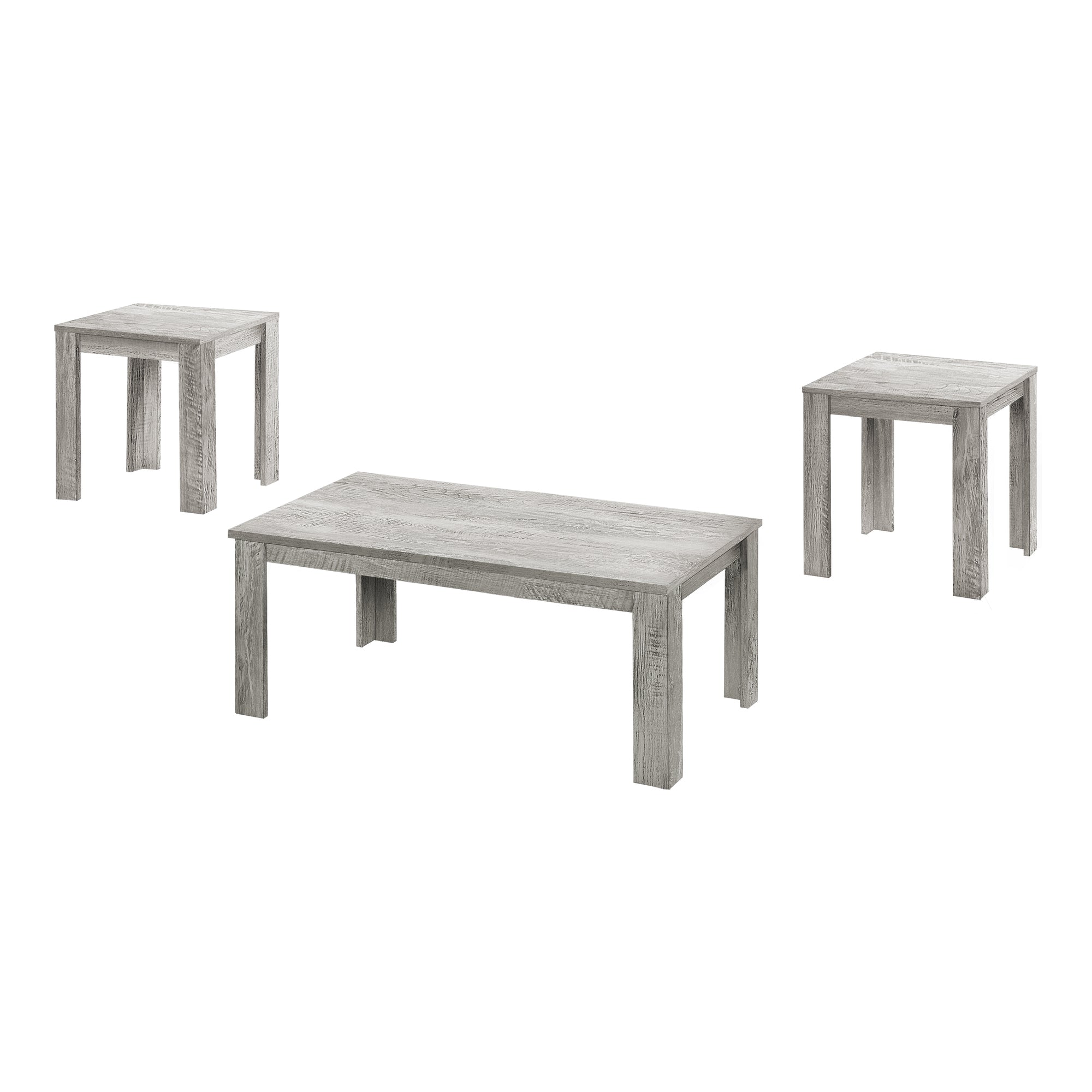 Monarch Specialties I 7860P Ensemble De Table, Ensemble 3pcs, Café, Bout, Côté, Accent, Salon, Stratifié, Gris, Transitionnel - Simple Boutique
