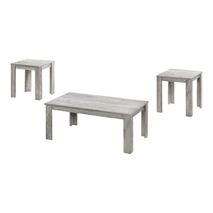 Monarch Specialties I 7860P Ensemble De Table, Ensemble 3pcs, Café, Bout, Côté, Accent, Salon, Stratifié, Gris, Transitionnel - Simple Boutique