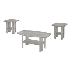 Monarch Specialties I 7870P Ensemble De Table, Ensemble 3pcs, Café, Bout, Côté, Accent, Salon, Stratifié, Gris, Transitionnel - Simple Boutique