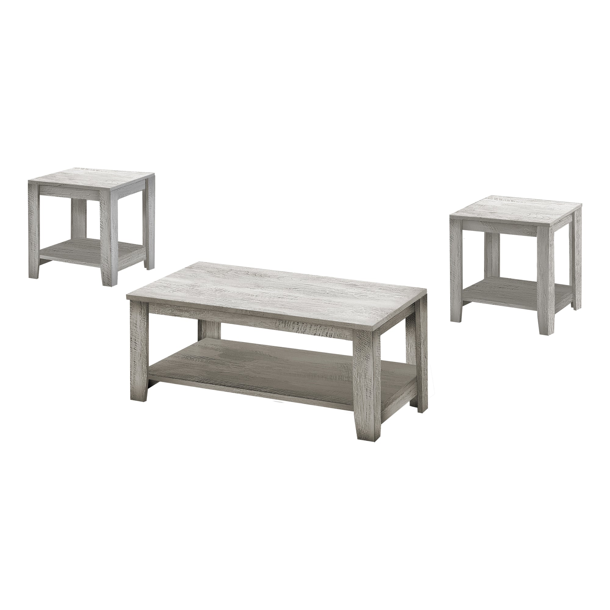 Monarch Specialties I 7880P Ensemble De Table, Ensemble 3pcs, Café, Bout, Côté, Accent, Salon, Stratifié, Gris, Transitionnel - Simple Boutique