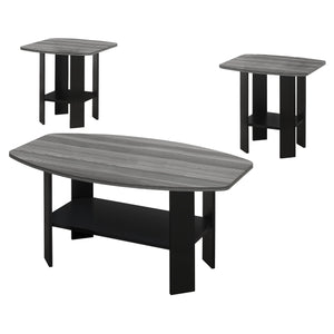 Monarch Specialties I 7928P Ensemble De Table, Ensemble 3pcs, Café, Bout, Côté, Accent, Salon, Stratifié, Noir, Gris, Transitionnel - Simple Boutique