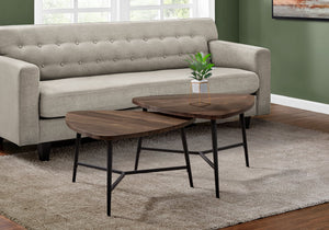 Monarch Specialties I 7937p - Ens De Tables 2pcs / Faux Bois Brun / Metal Noir - Simple Boutique