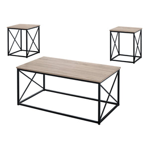Monarch Specialties I 7950P Ensemble De Table, Ensemble 3pcs, Café, Bout, Côté, Accent, Salon, Métal, Stratifié, Brun, Noir, Contemporain, Moderne - Simple Boutique