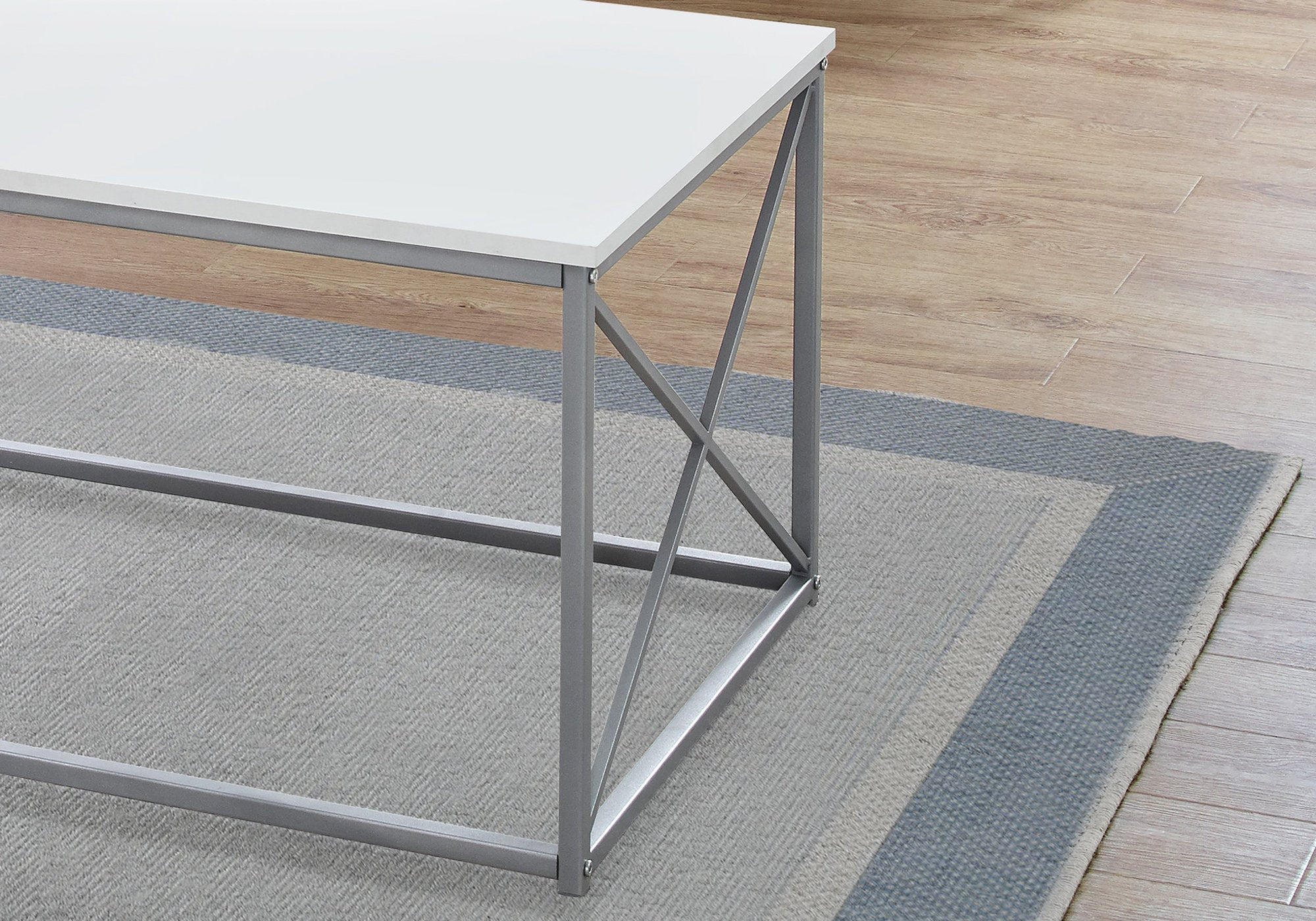 Monarch Specialties I 7951P Ensemble De Table, Ensemble 3pcs, Café, Bout, Côté, Accent, Salon, Métal, Stratifié, Blanc, Gris, Contemporain, Moderne - Simple Boutique