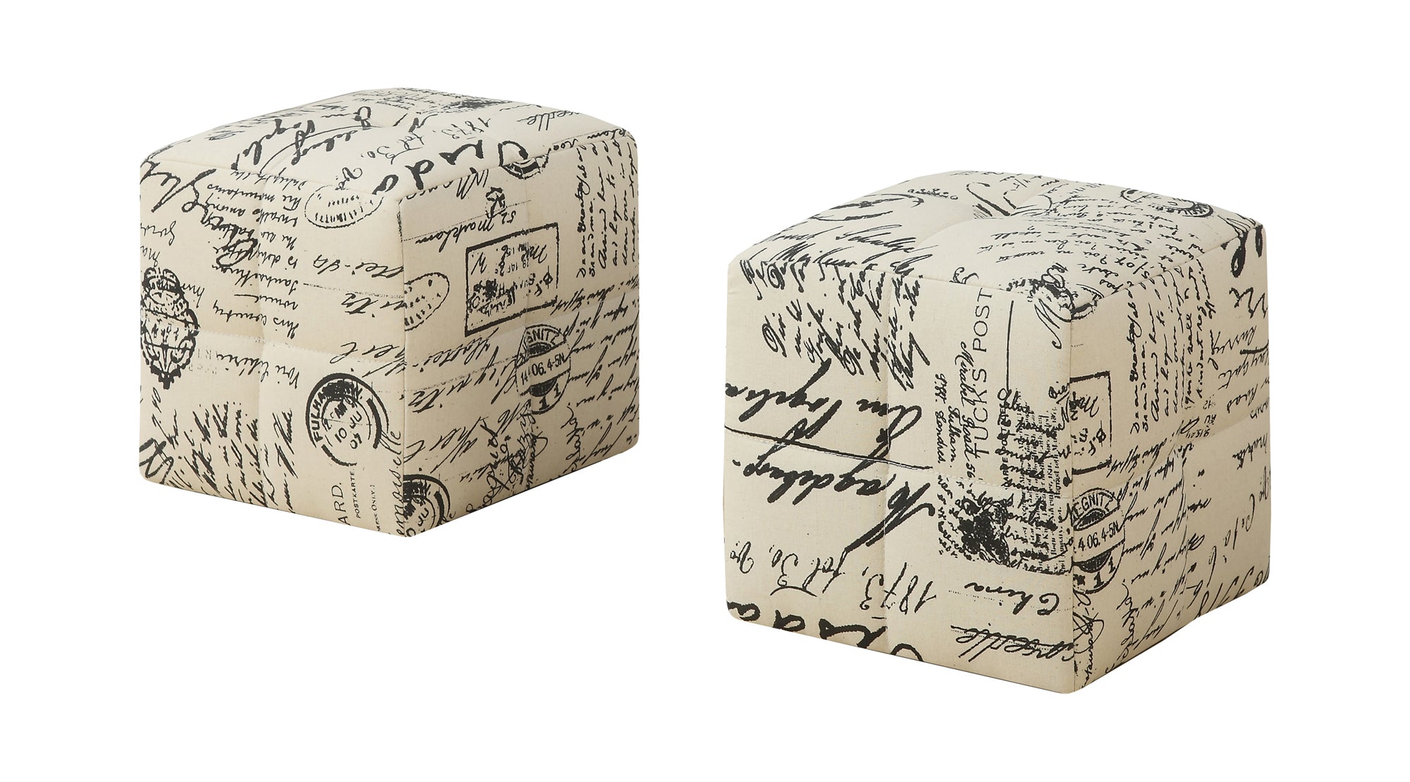 Monarch Specialties I 8162 Ottoman, Pouf, Repose Pieds, Tabouret, Lot De 2, Juvénile, En Tissu, Beige, Transitionnel - Simple Boutique