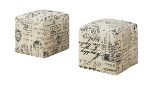 Monarch Specialties I 8162 Ottoman, Pouf, Repose Pieds, Tabouret, Lot De 2, Juvénile, En Tissu, Beige, Transitionnel - Simple Boutique