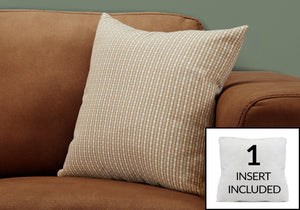 Monarch Specialties I 9228 Oreillers, 18 X 18 Carré, Encart Inclus, Jeté Décoratif, Accent, Sofa, Canapé, Chambre À Coucher, Polyester, Hypoallergénique, Brun, Moderne - Simple Boutique