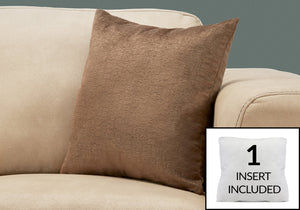 Monarch Specialties I 9276 Oreillers, 18 X 18 Carré, Encart Inclus, Jeté Décoratif, Accent, Sofa, Canapé, Chambre À Coucher, Polyester, Hypoallergénique, Brun, Moderne - Simple Boutique