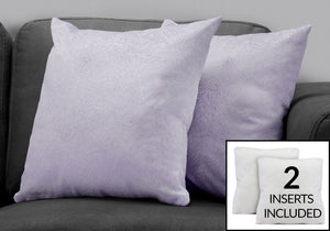 Monarch Specialties I 9325 Oreillers, Lot De 2, 18 X 18 Carré, Encart Inclus, Jeté Décoratif, Accent, Sofa, Canapé, Chambre À Coucher, Polyester, Hypoallergénique, Violet, Moderne - Simple Boutique