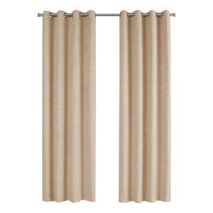 Monarch Specialties I 9801 Rideau, Ensemble 2pcs, 54"w X 95"l, Obscurcissement De La Pièce, Passe-fil, Salon, Chambre À Coucher, Cuisine, Micro Suède, Polyester, Beige, Contemporain, Moderne - Simple Boutique