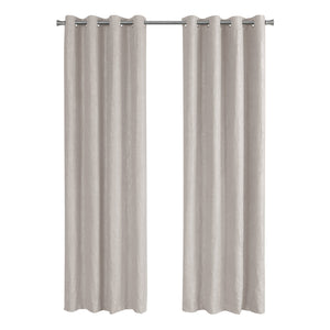 Monarch Specialties I 9817 Rideau, Ensemble 2pcs, 54"w X 84"l, Obscurcissement De La Pièce, Passe-fil, Salon, Chambre À Coucher, Cuisine, Micro Suède, Polyester, Beige, Contemporain, Moderne - Simple Boutique